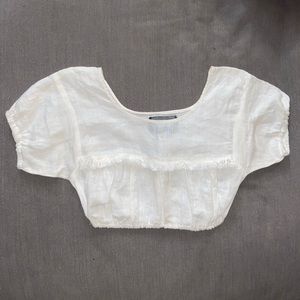 REFORMATION - Jalisco Fringe Crop Top White SM